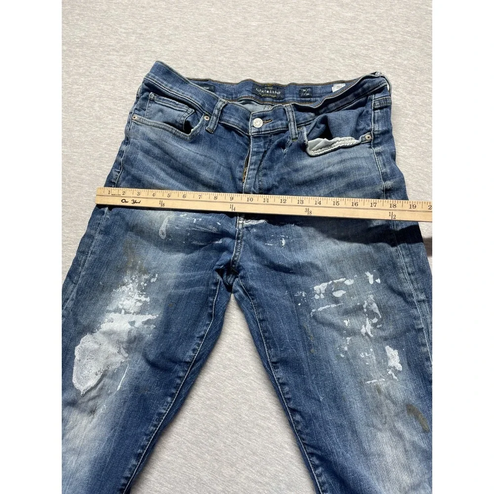 Lucky Brand Jeans Men 34x34 Blue Splatter Paint Denim Athletic Slit Straight Leg